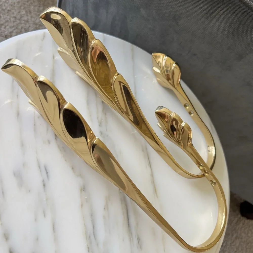 Solid Brass Leaf Design Curtain Tie Backs 11